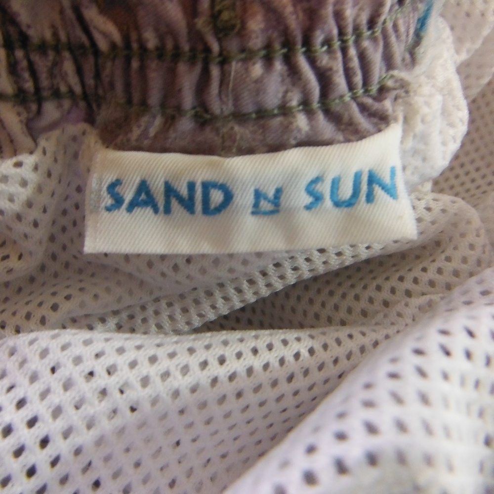 Mens Sand and Sun Hawaiian Print Swim Trunks - Picture 4 of 6